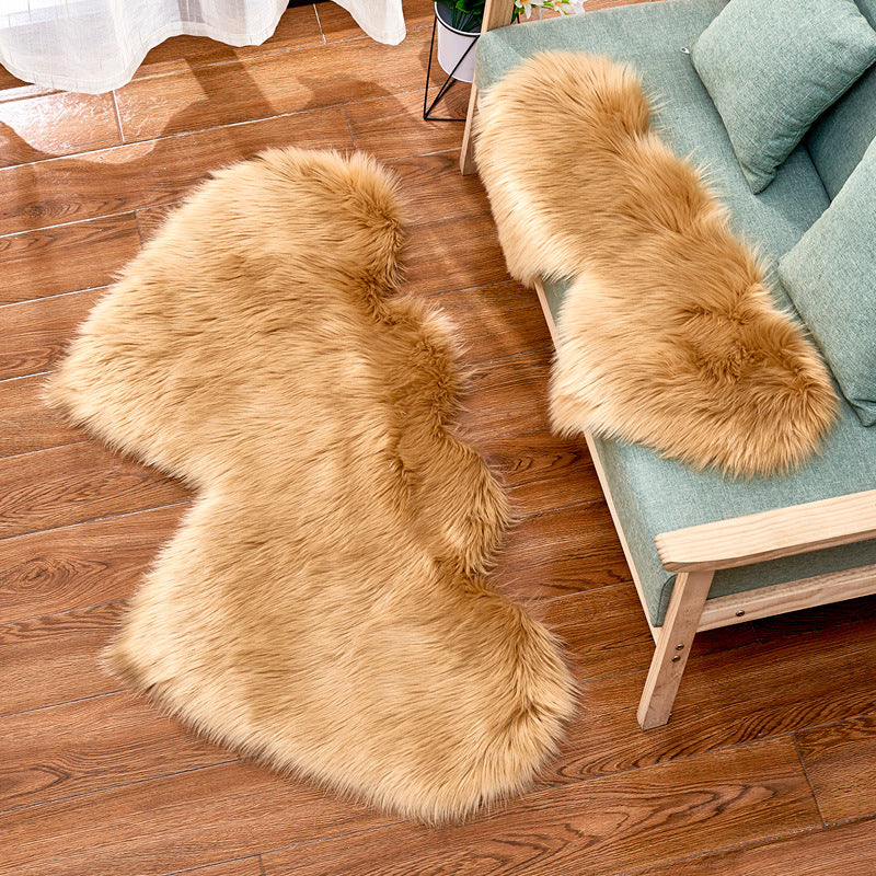 Double-Heart Shaped Modern Rug Multicolor Plain Carpet Stain Resistant Pet Friendly Non-Slip Backing Rug for Living Room