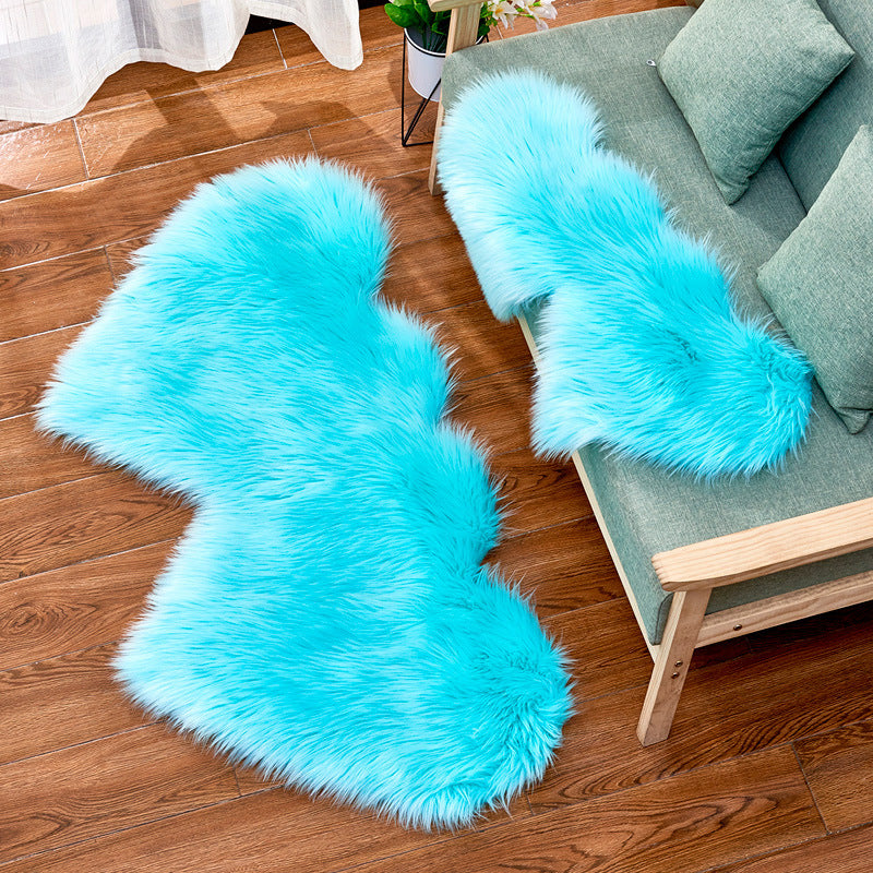 Double-Heart Shaped Modern Rug Multicolor Plain Carpet Stain Resistant Pet Friendly Non-Slip Backing Rug for Living Room