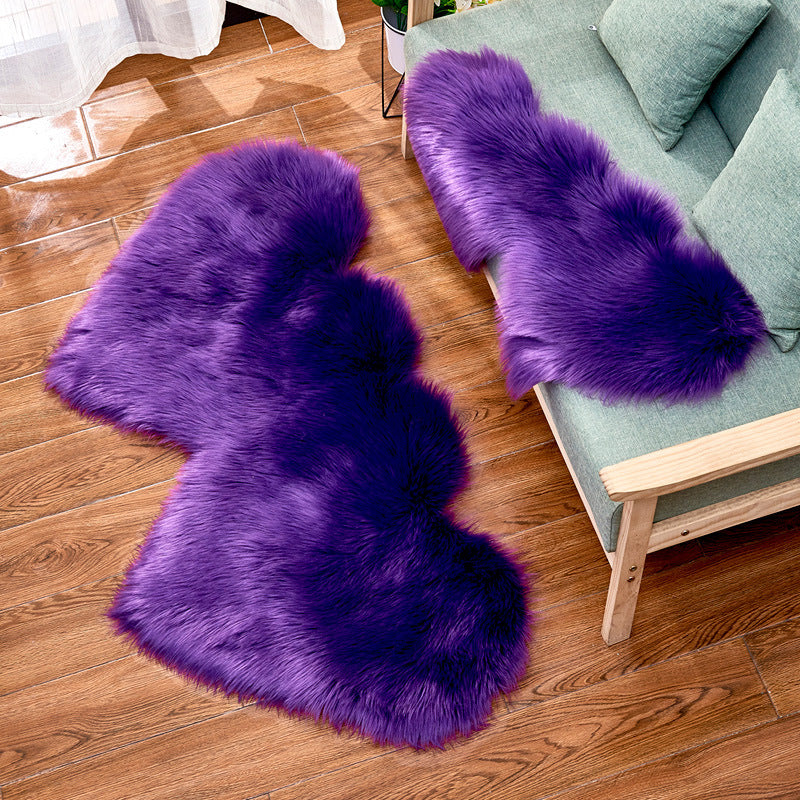 Double-Heart Shaped Modern Rug Multicolor Plain Carpet Stain Resistant Pet Friendly Non-Slip Backing Rug for Living Room