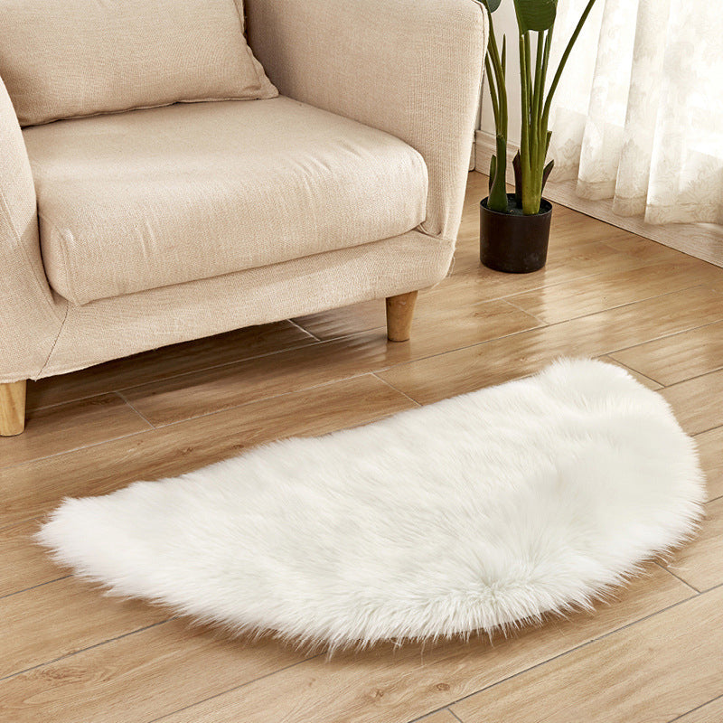 Semicircle Plain Rug Multi-Color Simplicity Carpet Fluffy Washable Stain Resistant Rug for Living Room
