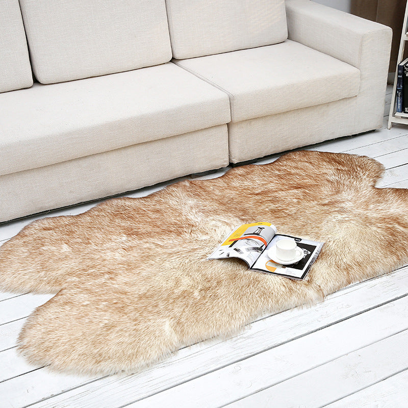 Shaggy Plain Rug Multi-Color Scandinavian Carpet Faux Fur Machine Washable Non-Slip Backing Pet Friendly Rug for Home