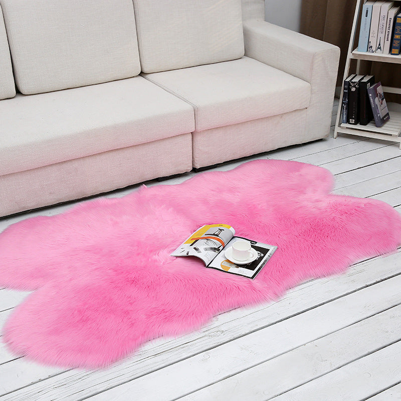 Shaggy Plain Rug Multi-Color Scandinavian Carpet Faux Fur Machine Washable Non-Slip Backing Pet Friendly Rug for Home