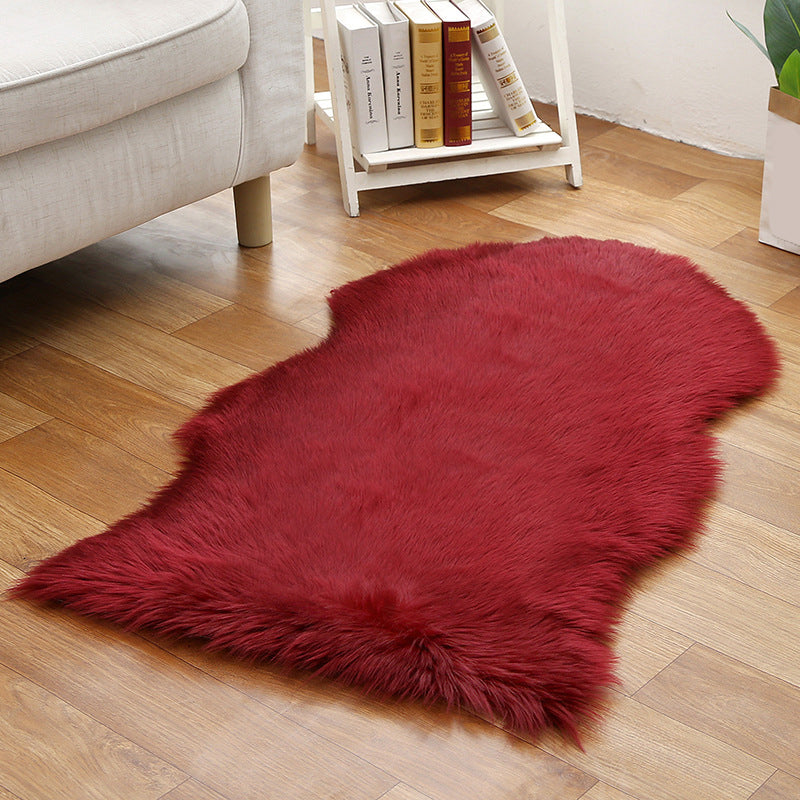 Shaggy Plain Rug Multi-Color Scandinavian Carpet Faux Fur Machine Washable Non-Slip Backing Pet Friendly Rug for Home