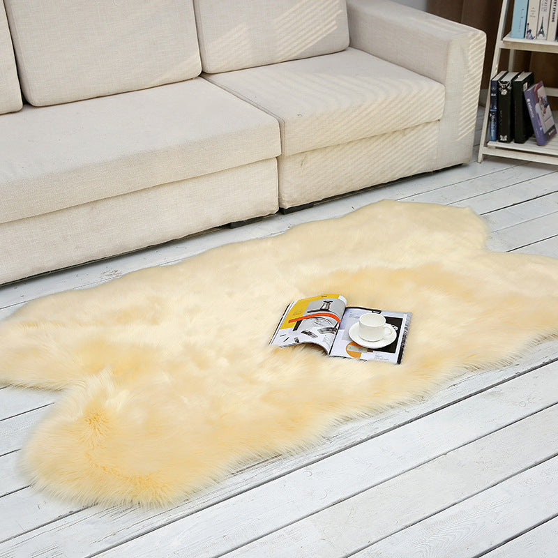 Shaggy Plain Rug Multi-Color Scandinavian Carpet Faux Fur Machine Washable Non-Slip Backing Pet Friendly Rug for Home