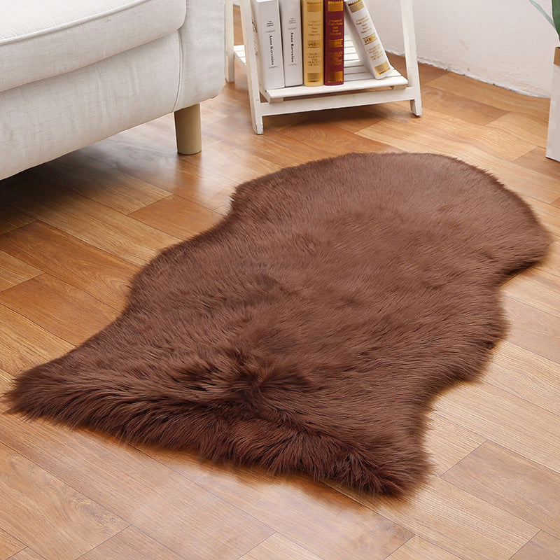 Shaggy Plain Rug Multi-Color Scandinavian Carpet Faux Fur Machine Washable Non-Slip Backing Pet Friendly Rug for Home