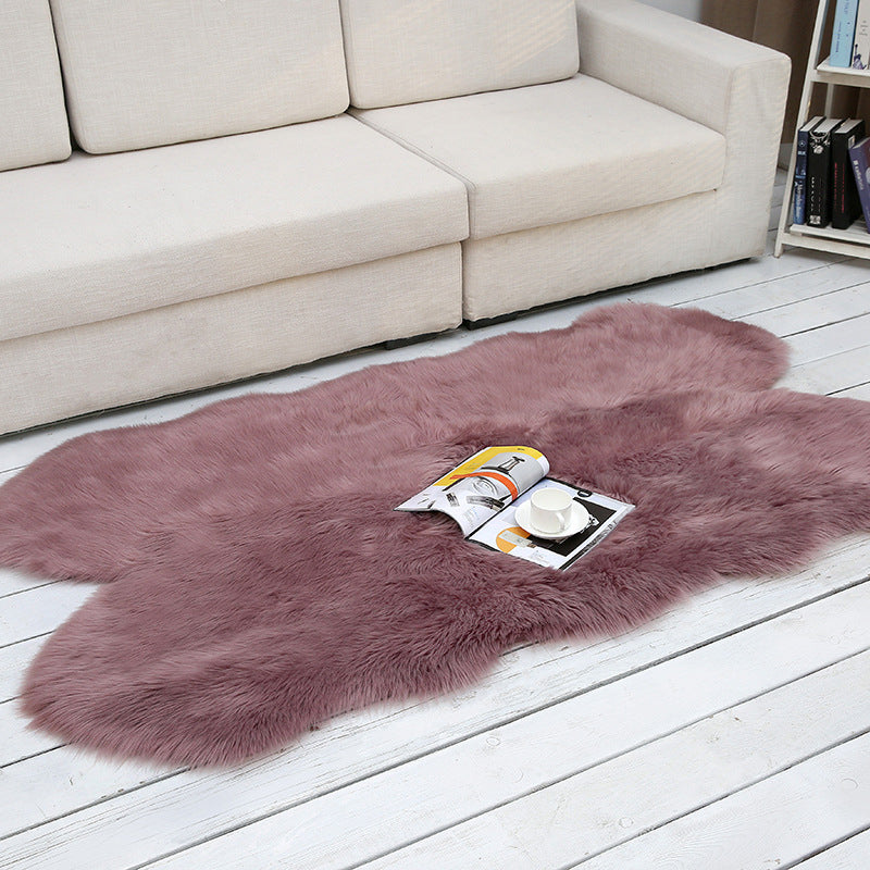Shaggy Plain Rug Multi-Color Scandinavian Carpet Faux Fur Machine Washable Non-Slip Backing Pet Friendly Rug for Home