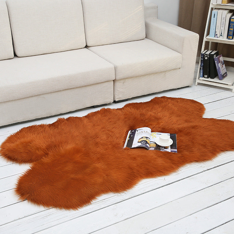 Shaggy Plain Rug Multi-Color Scandinavian Carpet Faux Fur Machine Washable Non-Slip Backing Pet Friendly Rug for Home