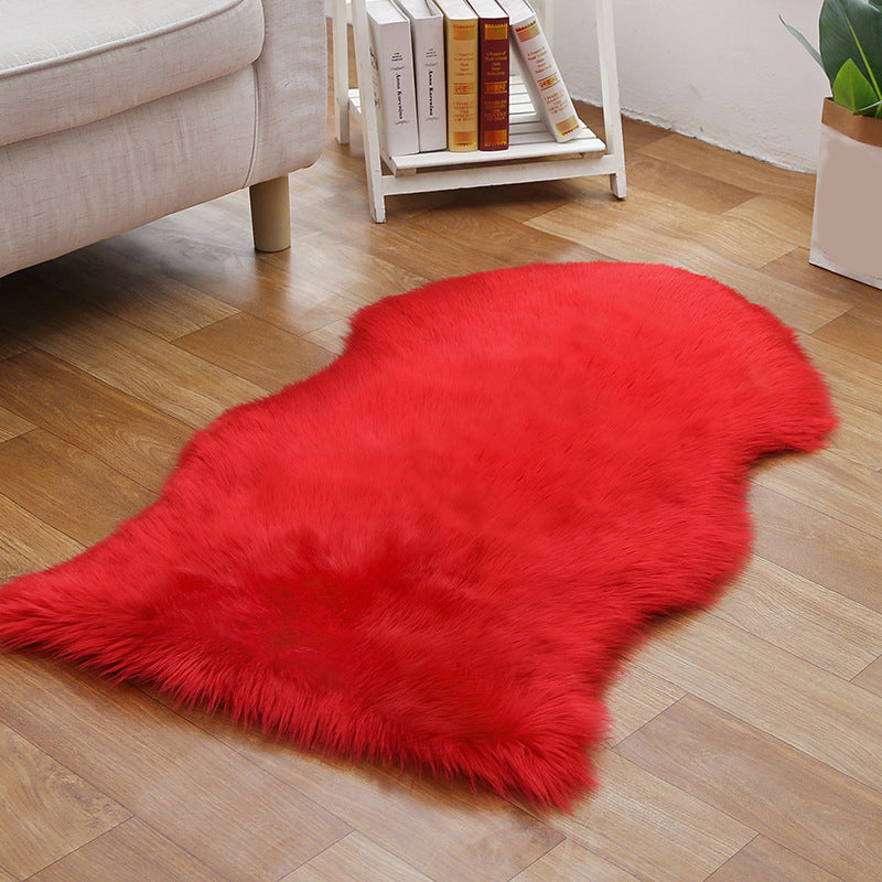 Shaggy Plain Rug Multi-Color Scandinavian Carpet Faux Fur Machine Washable Non-Slip Backing Pet Friendly Rug for Home