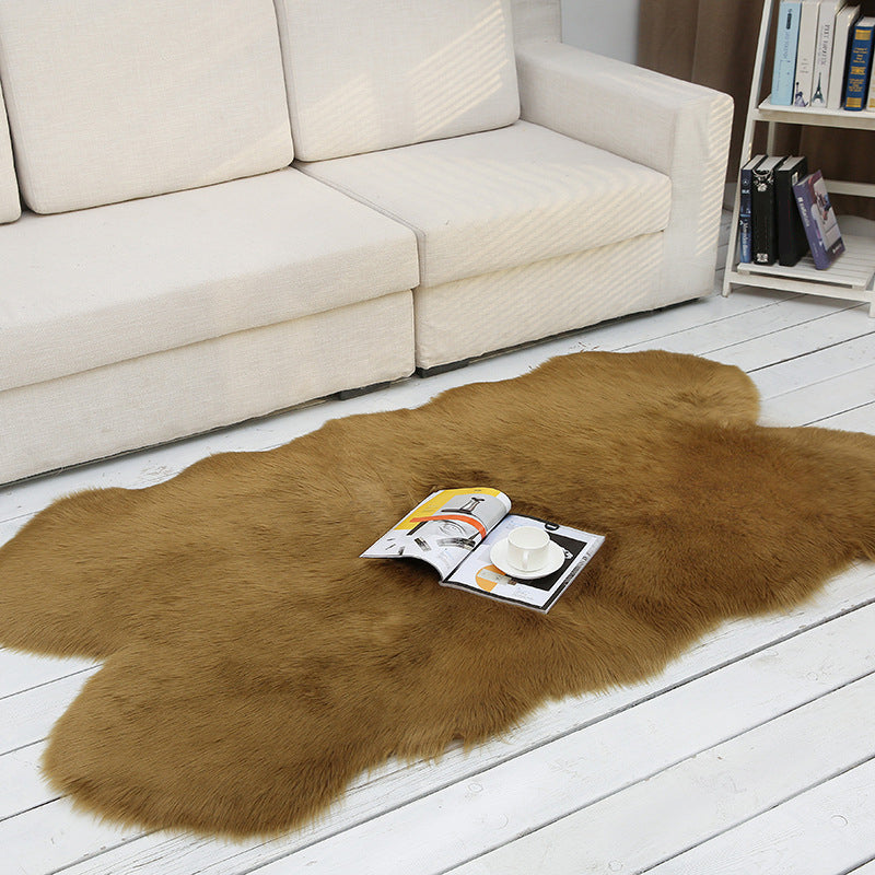Shaggy Plain Rug Multi-Color Scandinavian Carpet Faux Fur Machine Washable Non-Slip Backing Pet Friendly Rug for Home