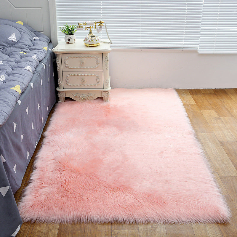 Shag Plain Rug Multi Color Simple Area Carpet Polypropylene Washable Anti-Slip Stain Resistant Rug for Room