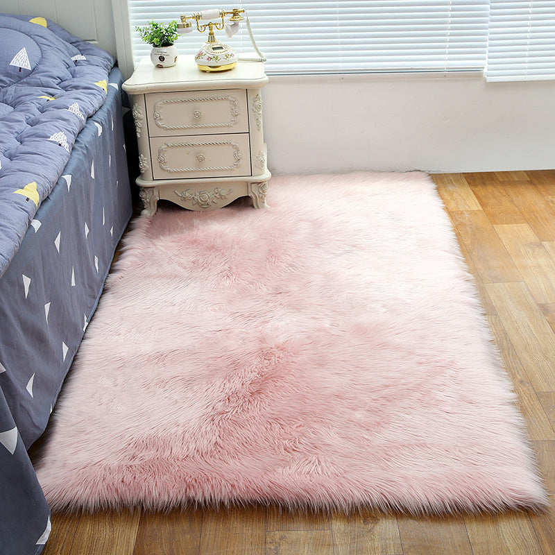 Shag Plain Rug Multi Color Simple Area Carpet Polypropylene Washable Anti-Slip Stain Resistant Rug for Room