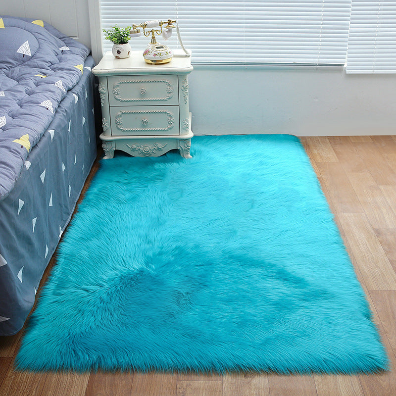 Shag Plain Rug Multi Color Simple Area Carpet Polypropylene Washable Anti-Slip Stain Resistant Rug for Room