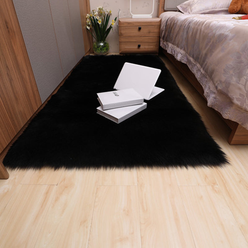Multicolor Bedroom Rug Casual Plain Carpet Fluffy Non-Slip Backing Washable Pet Friendly Indoor Rug