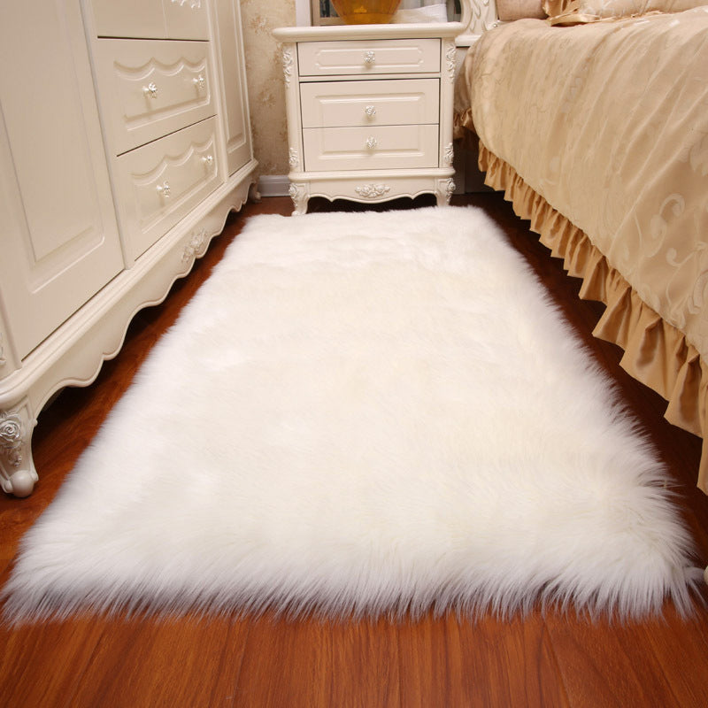 Tapis de chambre à coucher scandinave tapis nature multicolore Faux laine lavable sans glissement.