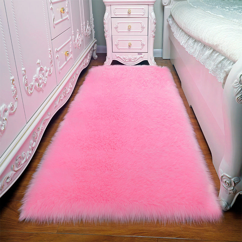 Tapis de chambre à coucher scandinave tapis nature multicolore Faux laine lavable sans glissement.