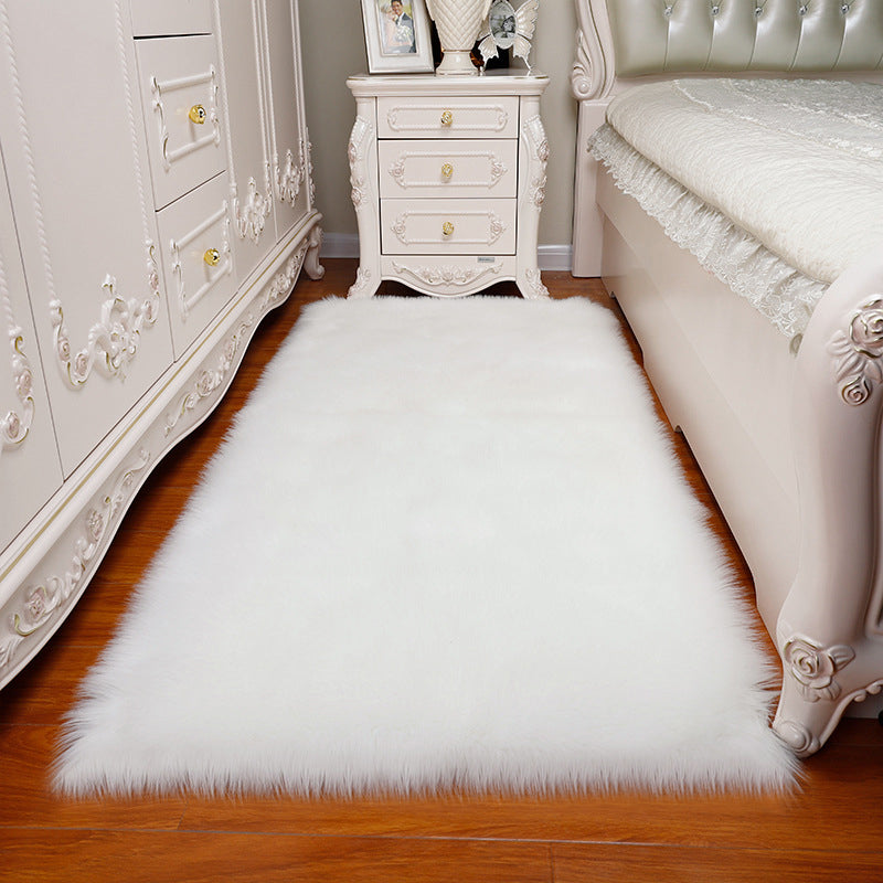 Tapis de chambre à coucher scandinave tapis nature multicolore Faux laine lavable sans glissement.