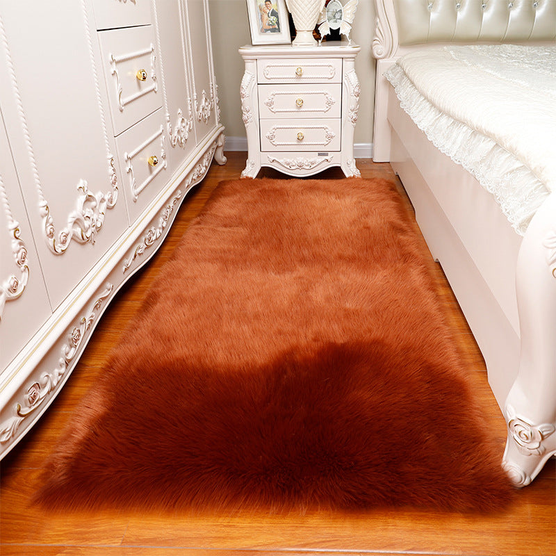 Tapis de chambre à coucher scandinave tapis nature multicolore Faux laine lavable sans glissement.