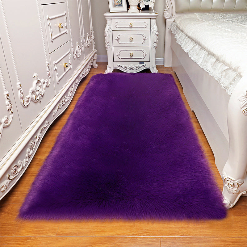 Cozy Plain Rug Faux Fleece Simplicity Carpet Washable Stain Resistant Non-Slip Rug for Girls Bedroom