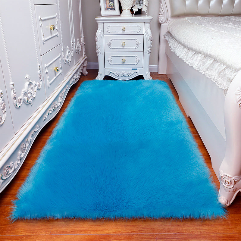 Cozy Plain Rug Faux Fleece Simplicity Carpet Washable Stain Resistant Non-Slip Rug for Girls Bedroom