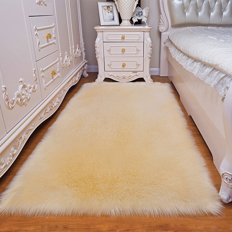 Cozy Plain Rug Faux Fleece Simplicity Carpet Washable Stain Resistant Non-Slip Rug for Girls Bedroom