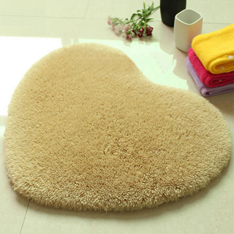 Heart-Shape Plain Rug Multi Colored Simple Area Rug Shag Washable Stain Resistant Carpet for Bedroom