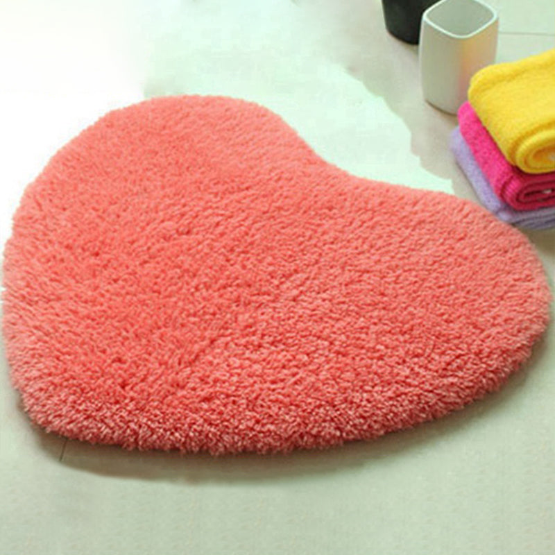 Heart-Shape Plain Rug Multi Colored Simple Area Rug Shag Washable Stain Resistant Carpet for Bedroom