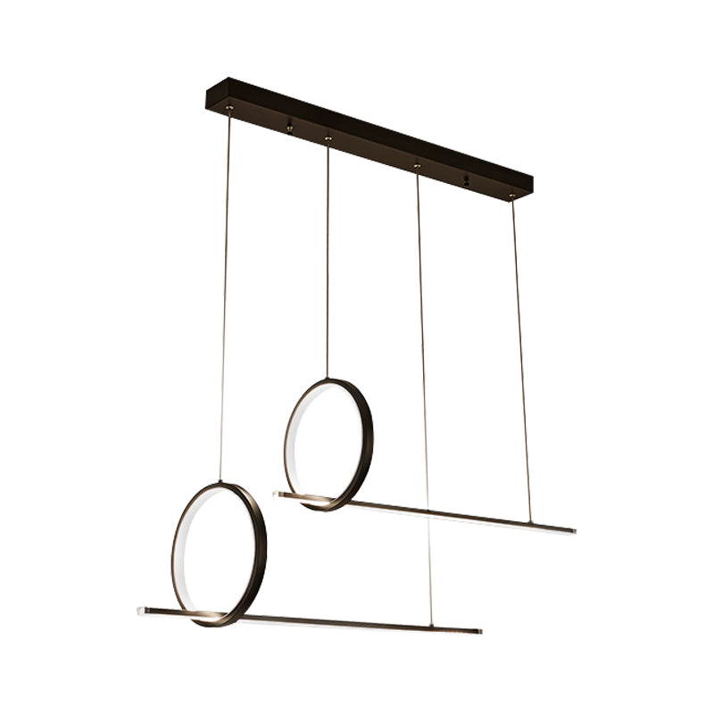 Araña lineal y de techo de anillo acrílico simple 1/2 luz negra colgante en luz cálida/blanca