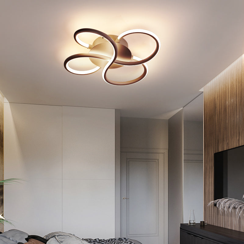 Blumenform Acryl Flush Mount Moderne LED Weiß/Kaffee Flush Mount Leuchte in Weiß/Warmes Licht, 16.5"/23.5"/31.5" Breite