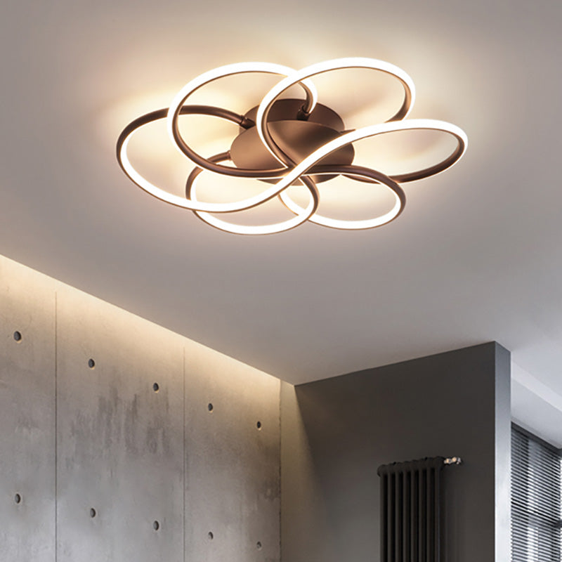 Blumenform Acryl Flush Mount Moderne LED Weiß/Kaffee Flush Mount Leuchte in Weiß/Warmes Licht, 16.5"/23.5"/31.5" Breite