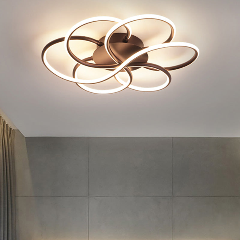 Blumenform Acryl Flush Mount Moderne LED Weiß/Kaffee Flush Mount Leuchte in Weiß/Warmes Licht, 16.5"/23.5"/31.5" Breite