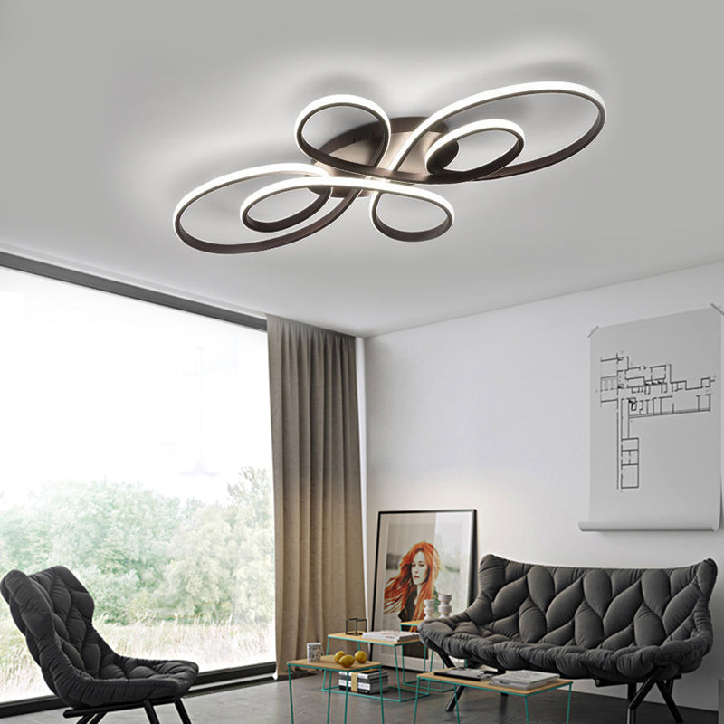 Acrylic Flower-Shaped Flush Mount Modernist 23.5"/31.5"/39" Wide Led White/Coffee Flush Ceiling Light Fixture in White/Warm Light