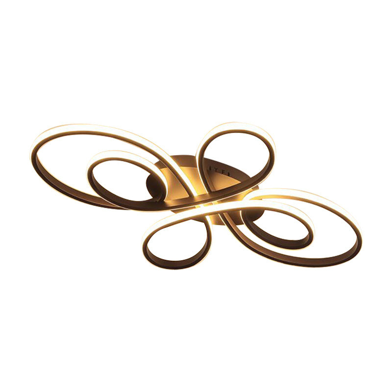 Modernistische 23,5"/31,5"/39" breite LED-Deckenleuchte in Blumenform aus Acryl für die Unterputzmontage in Weiß/Kaffee mit weißem/warmem Licht