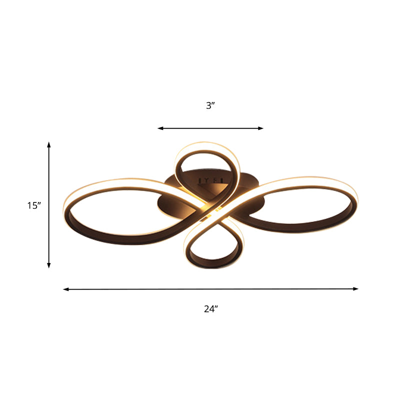 Acrylic Flower-Shaped Flush Mount Modernist 23.5"/31.5"/39" Wide Led White/Coffee Flush Ceiling Light Fixture in White/Warm Light