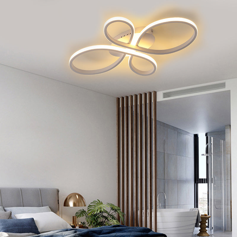 Acrylic Flower-Shaped Flush Mount Modernist 23.5"/31.5"/39" Wide Led White/Coffee Flush Ceiling Light Fixture in White/Warm Light