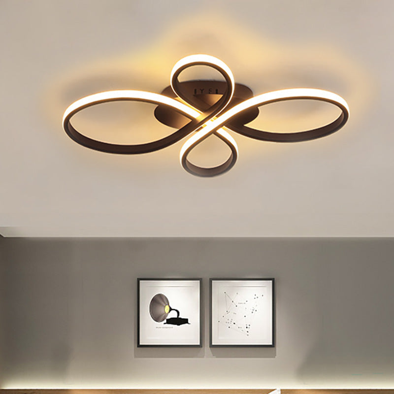 Acrylic Flower-Shaped Flush Mount Modernist 23.5"/31.5"/39" Wide Led White/Coffee Flush Ceiling Light Fixture in White/Warm Light