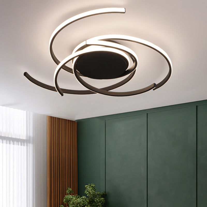 22"/29.5" Wide Twisted Flush Mount Light Contemporary Acrylic Led White/Black Flush Mount Ceiling Lamp in White/Warm Light