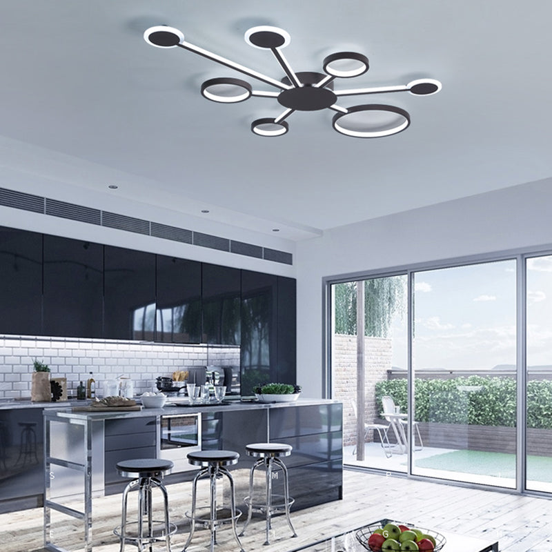 Acrílico Sputnik montaje empotrado modernista 4/5/6 luces café LED montaje empotrado lámpara en luz blanca/cálida