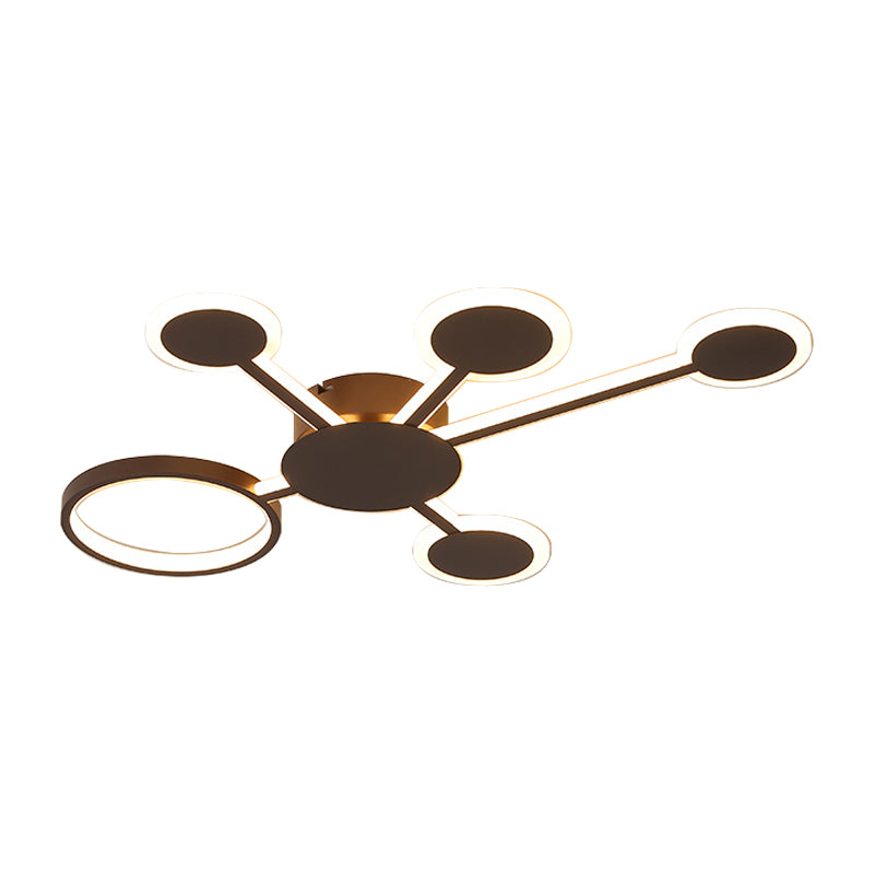 Acrílico Sputnik montaje empotrado modernista 4/5/6 luces café LED montaje empotrado lámpara en luz blanca/cálida
