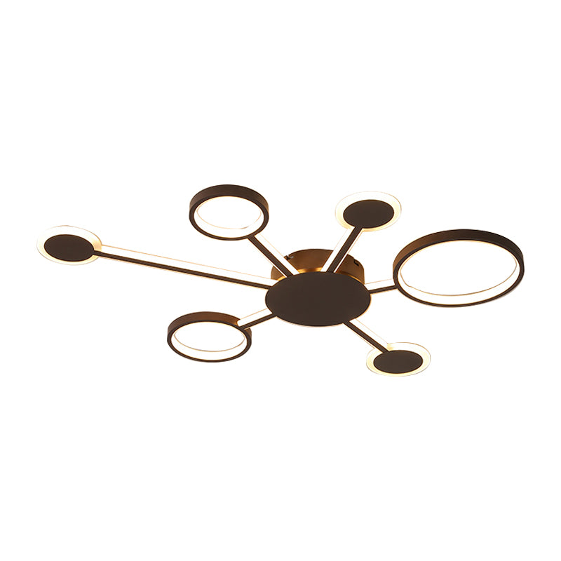 Acrílico Sputnik montaje empotrado modernista 4/5/6 luces café LED montaje empotrado lámpara en luz blanca/cálida