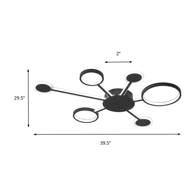 Acrílico Sputnik montaje empotrado modernista 4/5/6 luces café LED montaje empotrado lámpara en luz blanca/cálida