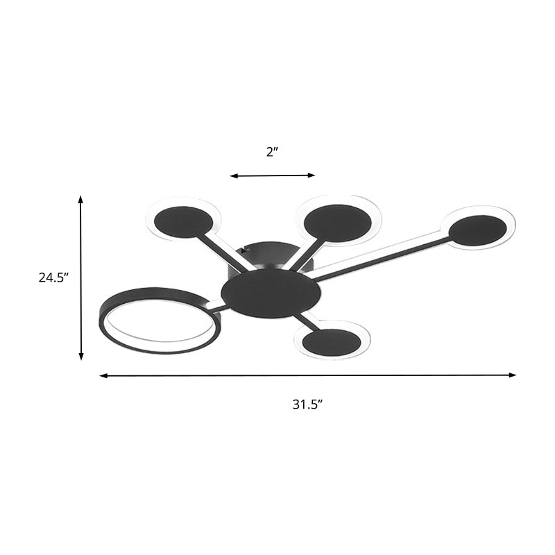 Acrílico Sputnik montaje empotrado modernista 4/5/6 luces café LED montaje empotrado lámpara en luz blanca/cálida