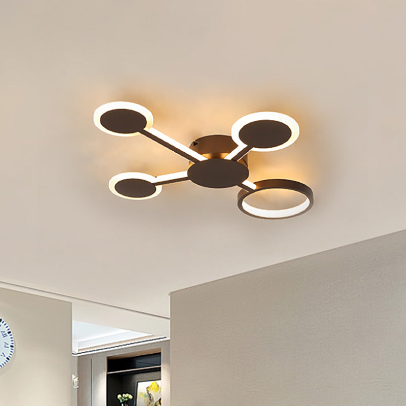 Acrílico Sputnik montaje empotrado modernista 4/5/6 luces café LED montaje empotrado lámpara en luz blanca/cálida