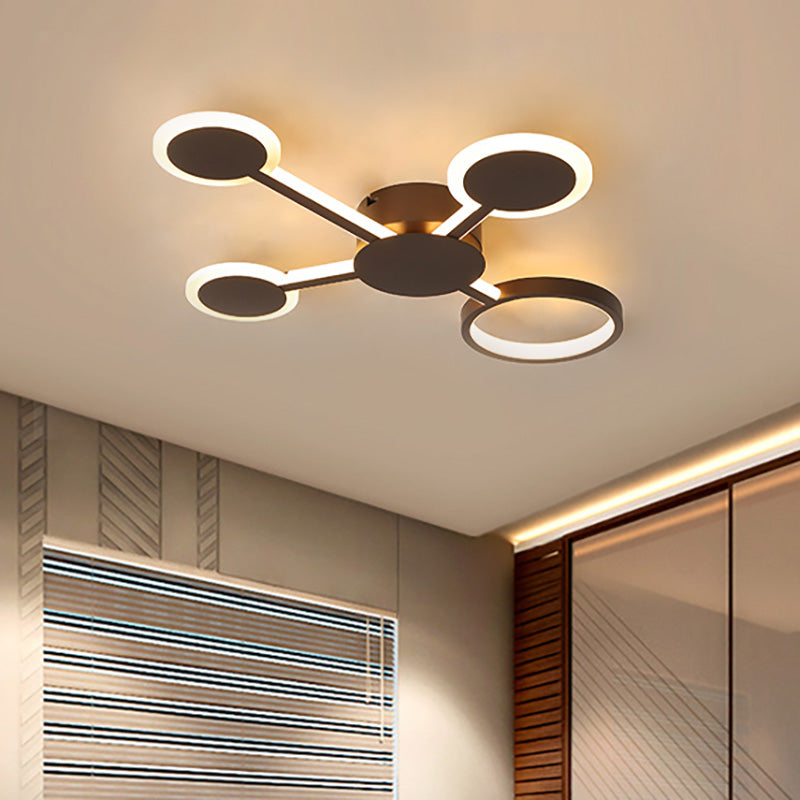 Acrílico Sputnik montaje empotrado modernista 4/5/6 luces café LED montaje empotrado lámpara en luz blanca/cálida
