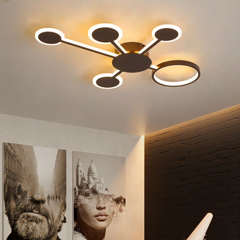 Acrílico Sputnik montaje empotrado modernista 4/5/6 luces café LED montaje empotrado lámpara en luz blanca/cálida