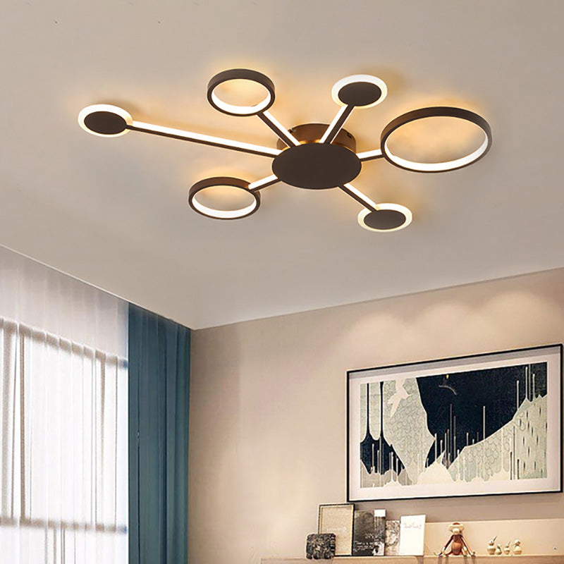 Acrílico Sputnik montaje empotrado modernista 4/5/6 luces café LED montaje empotrado lámpara en luz blanca/cálida