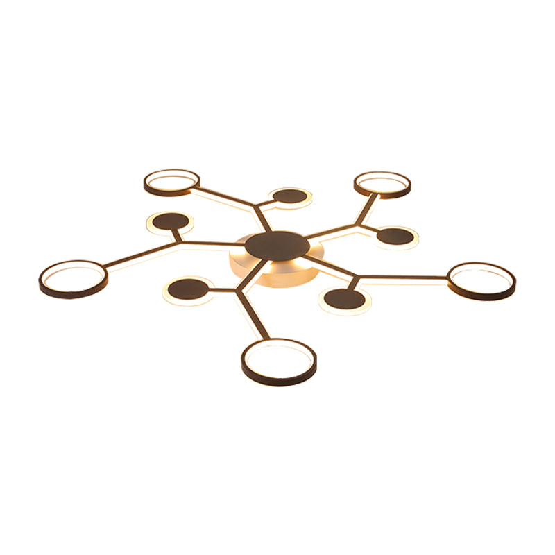 Modern Starburst Flush Lamp Acrylic 6/8/10 Lights Coffee Flush Mount Light in White/Warm Light