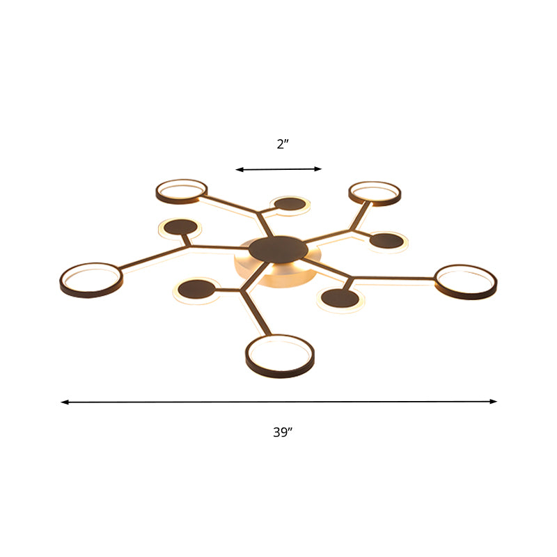 Modern Starburst Flush Lamp Acrylic 6/8/10 Lights Coffee Flush Mount Light in White/Warm Light
