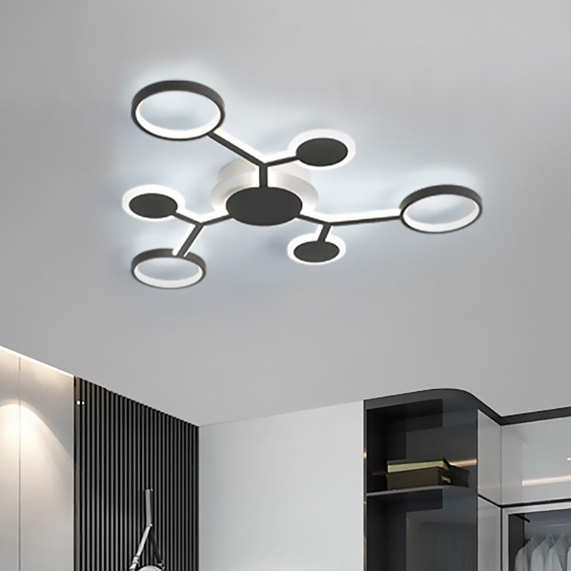 Modern Starburst Flush Lamp Acrylic 6/8/10 Lights Coffee Flush Mount Light in White/Warm Light