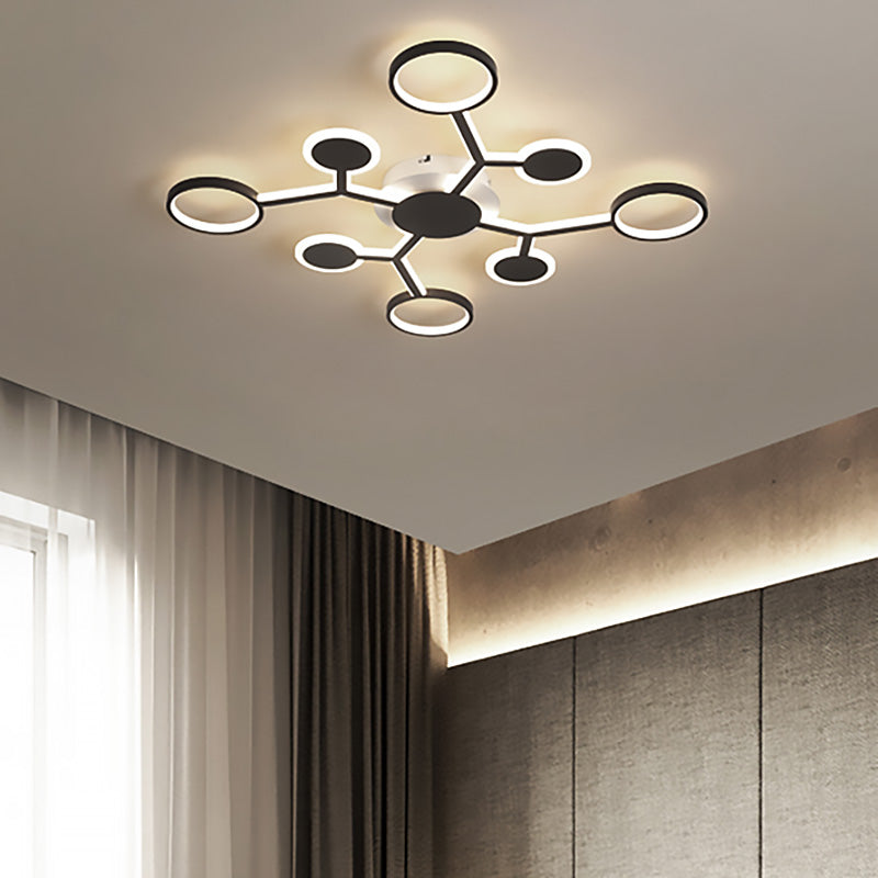 Modern Starburst Flush Lamp Acrylic 6/8/10 Lights Coffee Flush Mount Light in White/Warm Light