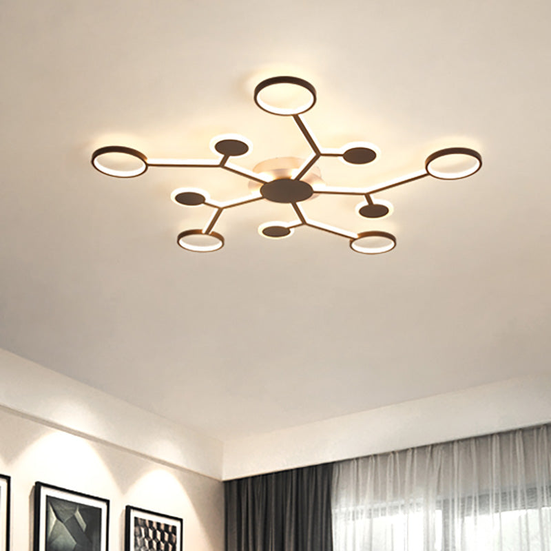 Modern Starburst Flush Lamp Acrylic 6/8/10 Lights Coffee Flush Mount Light in White/Warm Light